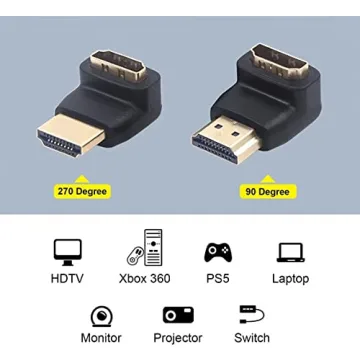 VCE HDMI Right Angle Adapter 2-Pack for Tight Spaces