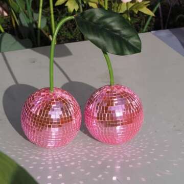 Disco Ball New Cherry Disco Mirror Ball Hanging Reflects Light Ball for DJ Club Stage Bar Party Wedd...