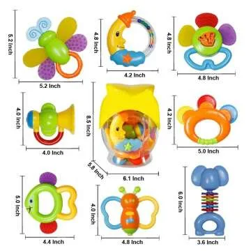 8pcs Educational Baby Teether Toys for Newborns