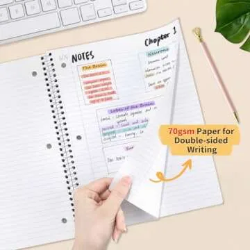 SUNEE Spiral Notebooks College Ruled, 1-Subject, 4 Pack, 8 x 10-1/2 in, 70 Sheets, 3-Hole Punched Paper, Pastel Pink, Purple, Blue, Green for School, Home&Office,Writing Journal