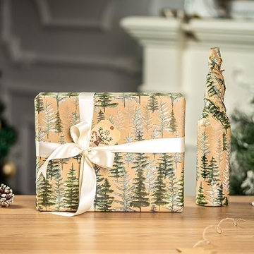 RUSPEPA Christmas Wrapping Paper Jumbo Roll Kraft