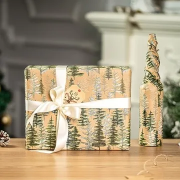 RUSPEPA Christmas Wrapping Paper Jumbo Roll Kraft