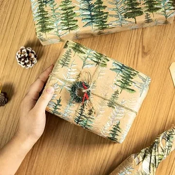 RUSPEPA Christmas Wrapping Paper Jumbo Roll Kraft