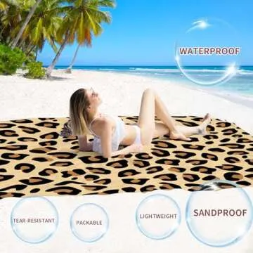 BYDOLL Beach Blanket Waterproof Sandproof 78''×81'' Suits1-4 Adults Compact Lightweight Oversized S...