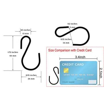 Yikla S Hooks for Hanging Plants, Clothes, Black S Shaped Hooks Made of Metal Iron, Heavy Duty S-Hooks, 30 Pack