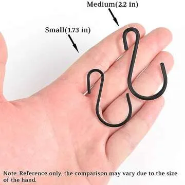 Yikla S Hooks for Hanging Plants, Clothes, Black S Shaped Hooks Made of Metal Iron, Heavy Duty S-Hooks, 30 Pack