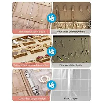 BAGSMART Travel Jewelry Case, Jewelry rolls Storage, Jewelry Bags Clear for Easy Access, Jewelry Rolls Zipper Pouch Bag for Necklaces, Earrings, Rings, Bracelets, Grey