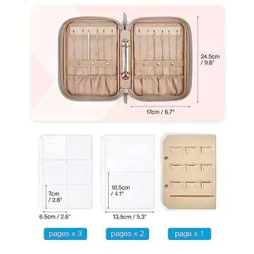 BAGSMART Travel Jewelry Case, Jewelry rolls Storage, Jewelry Bags Clear for Easy Access, Jewelry Rolls Zipper Pouch Bag for Necklaces, Earrings, Rings, Bracelets, Grey