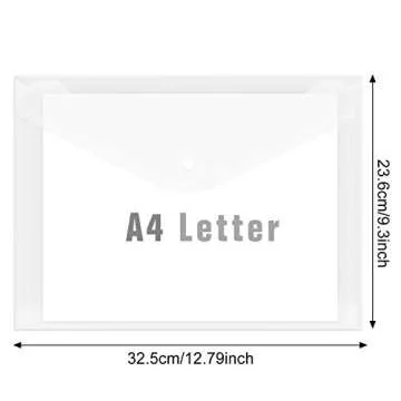 40pcs Clear Plastic Envelopes Folder, Poly Waterproof File Folder with Button Closure, US Letter A4 Size