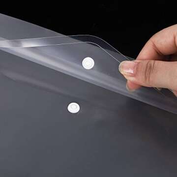 40pcs Clear Plastic Envelopes Folder, Poly Waterproof File Folder with Button Closure, US Letter A4 Size