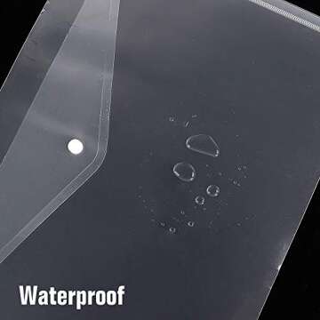 40pcs Clear Plastic Envelopes Folder, Poly Waterproof File Folder with Button Closure, US Letter A4 Size