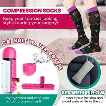 Tummy Tuck Post Surgery Supplies Kit (31 Piece Set) - Recovery Must Haves Package for Mommy Makeover Abdominoplasty