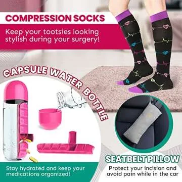 Tummy Tuck Post Surgery Supplies Kit (31 Piece Set) - Recovery Must Haves Package for Mommy Makeover Abdominoplasty