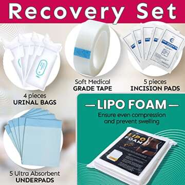 Tummy Tuck Post Surgery Supplies Kit (31 Piece Set) - Recovery Must Haves Package for Mommy Makeover Abdominoplasty
