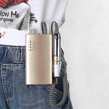 Miss Sweet Portable Nail Drill Machine Rechargeable Electric Nail File for Acrylic (Sweet Gold)