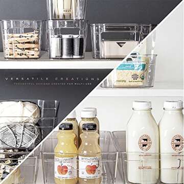 BINO | Stackable Storage Bins, X-Large - 4 Pack | The Stacker Collection | Clear Plastic Storage Bins | Organization and Storage Containers for Pantry & Fridge | Multi-Use Organizer Bins | BPA-Free