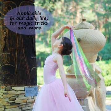 Novelty Place 12 Pcs Dance and Juggling Scarves - Gradient Colors Silk Square Scarf with Hemmed Edges - Easy Clean Ideal Performance Props Accessories(24" x 24")