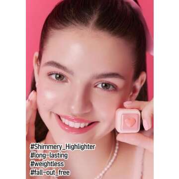 COLORGRAM Milk Bling Heartlighter 02 Pink Heart | Silky Smooth Versatile Creamy Highlighter with Shi...
