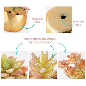 Stylish 4 Piece Artificial Yellow Succulent Plants for Home