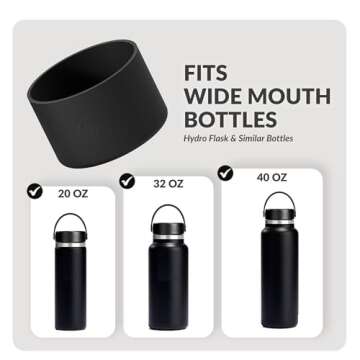 REUZBL Protective Silicone Bottle Boot for Owala FreeSip 40 oz, Hydro Flask 32-40 oz, Iron Flask, Ta...