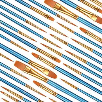 ATool Acrylic Paint Brushes Set, 5 Packs / 50 pcs Nylon Hair Brushes for All Purpose Oil WatercolPainting Artist Professional Kits Paint Brushes Set for Easter Decoration Easter Eggs Craft