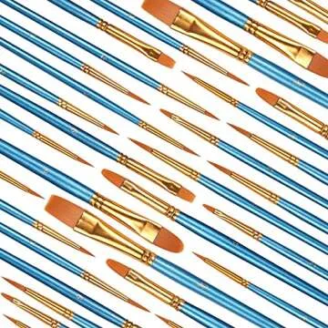 ATool Acrylic Paint Brushes Set, 5 Packs / 50 pcs Nylon Hair Brushes for All Purpose Oil WatercolPainting Artist Professional Kits Paint Brushes Set for Easter Decoration Easter Eggs Craft