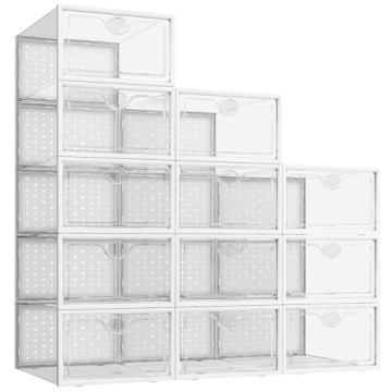 Pinkpum Clear Shoe Organizer - Stackable Shoe Storage Boxes