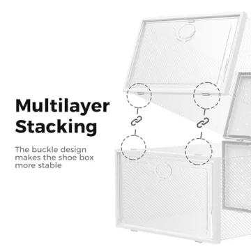 Pinkpum Clear Shoe Organizer - Stackable Shoe Storage Boxes