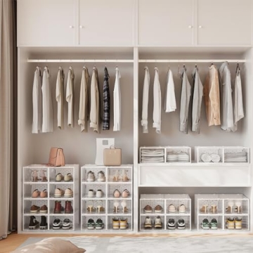 Pinkpum Clear Shoe Organizer - Stackable Shoe Storage Boxes