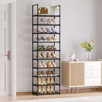 OYREL Shoe Rack, Sturdy Metal Shoe Rack Organizer,Narrow Shoe Rack,Shoe Racks for Closets,Shoes Rack,Shoe Stand,Shoe Shelf