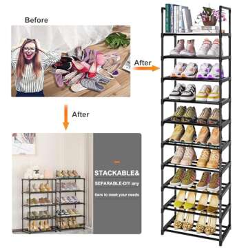 OYREL Shoe Rack, Sturdy Metal Shoe Rack Organizer,Narrow Shoe Rack,Shoe Racks for Closets,Shoes Rack,Shoe Stand,Shoe Shelf
