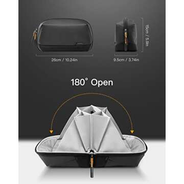 Inateck Electronics Organizer Travel Case, 180° Open Water-resistant Tech Pouch, Multifunctional Tr...
