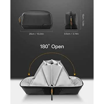 Inateck Electronics Organizer Travel Case, 180° Open Water-resistant Tech Pouch, Multifunctional Tr...