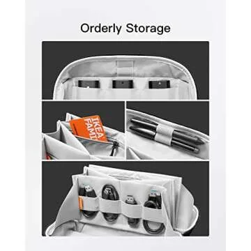 Inateck Electronics Organizer Travel Case, 180° Open Water-resistant Tech Pouch, Multifunctional Travel Organizer Bag, Electronic Accessories Carry Case for Cable, Cord, Charger, Phone, Black, Large