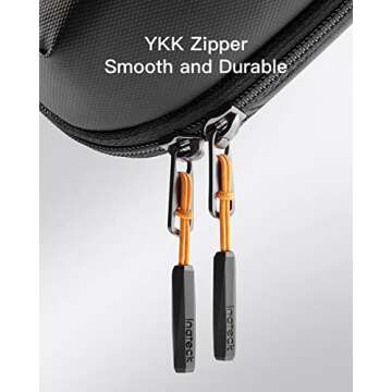 Inateck Electronics Organizer Travel Case, 180° Open Water-resistant Tech Pouch, Multifunctional Travel Organizer Bag, Electronic Accessories Carry Case for Cable, Cord, Charger, Phone, Black, Large