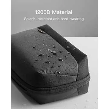 Inateck Electronics Organizer Travel Case, 180° Open Water-resistant Tech Pouch, Multifunctional Travel Organizer Bag, Electronic Accessories Carry Case for Cable, Cord, Charger, Phone, Black, Large