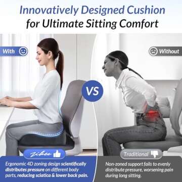 ZIKEE Gel Seat Cushion for Office and Car - Pain Relief