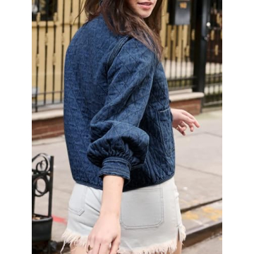 Stylish Tankaneo Quilted Denim Puffer Jacket for Women