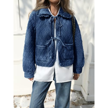 Stylish Tankaneo Quilted Denim Puffer Jacket for Women