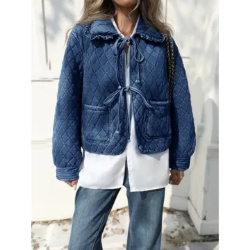Stylish Tankaneo Quilted Denim Puffer Jacket for Women