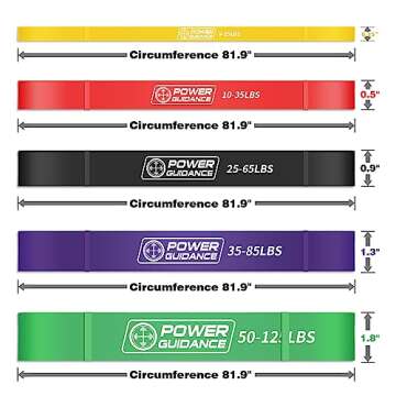 POWER GUIDANCE Pull Up Assist Bands - Stretch Resistance Band - Mobility Band - Powerlifting Bands - by Perfect for Body Stretching, Powerlifting, Resistance Training (Set of 5)
