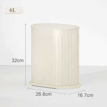 IVTUVTI 1.6 Gallon Trash Can with Lid, Small Bathroom Trash Can Wastebasket, Slim Garbage Can with I...