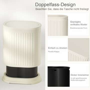 IVTUVTI Stylish 1.6 Gallon Trash Can with Lid