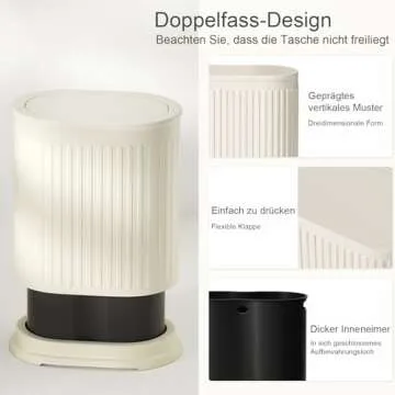 IVTUVTI Stylish 1.6 Gallon Trash Can with Lid