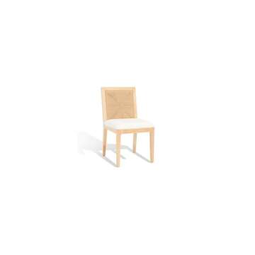 SAFAVIEH Couture Collection Emilio Natural Woven Solid Wood Dining Chair Set of 2 (Fully Assembled)