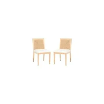 SAFAVIEH Couture Collection Emilio Natural Woven Solid Wood Dining Chair Set of 2 (Fully Assembled)