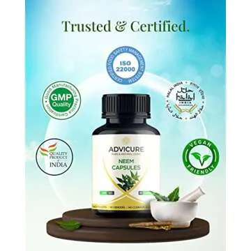 Advicure Pure Veg Capsules Pack Natural Ayurvedic Supplement Tablets for Men Women (Neem, 90 Count)