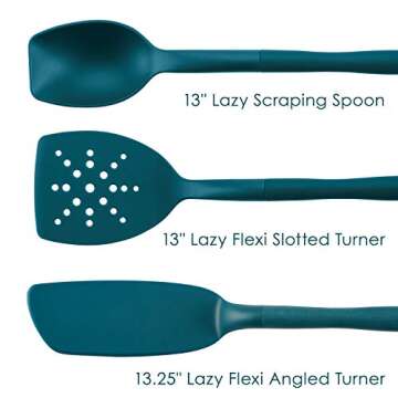 Rachael Ray 3-Piece Cooking Utensils Set - Spoon, Slotted and Solid Turners in Teal Blue
