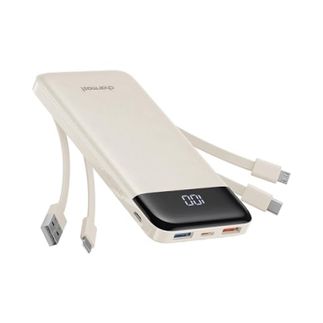 Portable Charger with Built-in Cables, Slim 10000mAh Fast Charging Power Bank