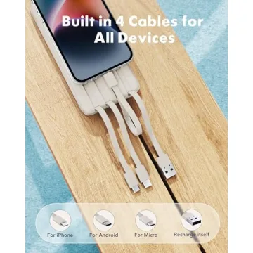 Portable Charger with Built-in Cables for All Devices